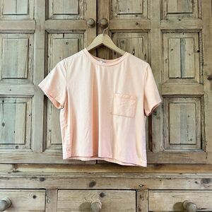 Senita Athletics Large Orange Crop Pocket Tee‎ Short Sleeve Melon Crewneck